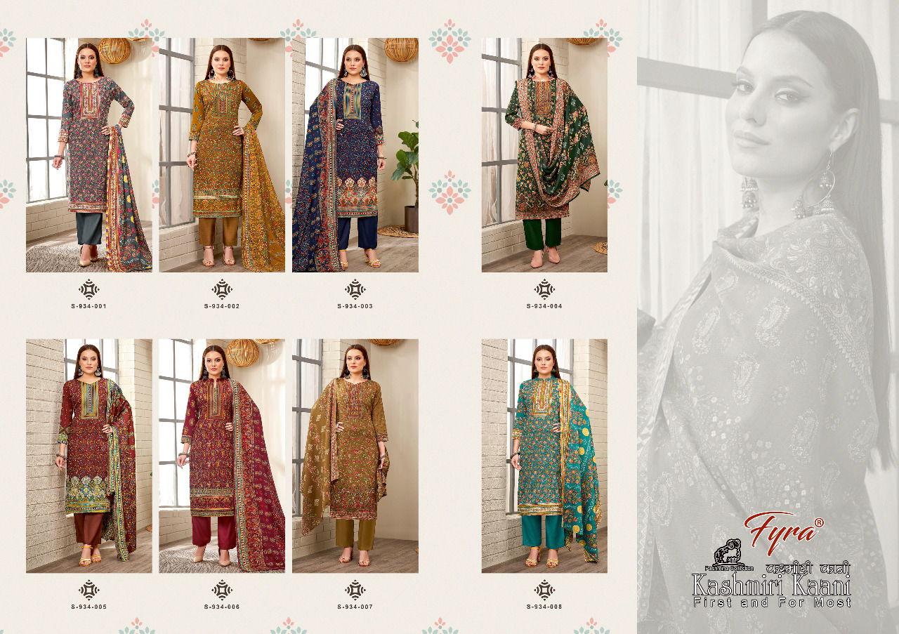 Fyra Kashmiri Kaani 2 Casual Daily Wear Pashmina Dress material Collection 